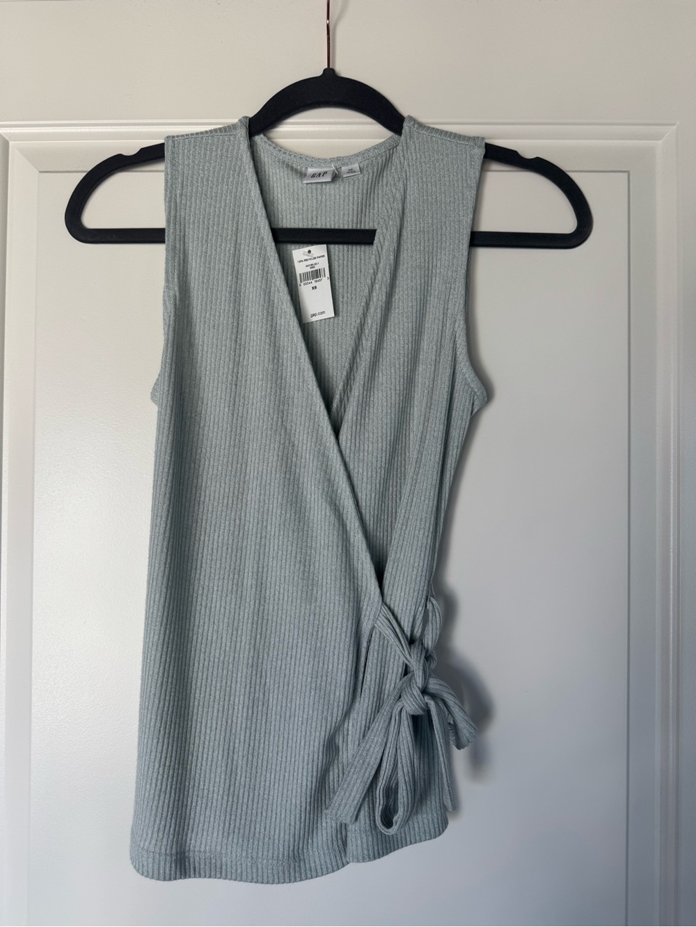 GAP Ribbed Wrap Tank Top in Light Blue